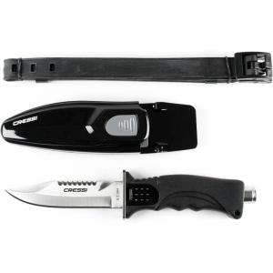imageCressi Skorpion Tempered Stainless Steel Blade Knife ideal for Diving and Spearfishing  Pointed ampamp Blunt TipPoint Tip Gray