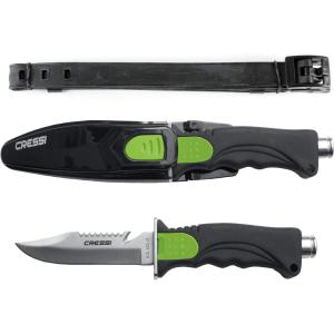 imageCressi Skorpion Tempered Stainless Steel Blade Knife ideal for Diving and Spearfishing  Pointed ampamp Blunt TipPoint Tip Lime