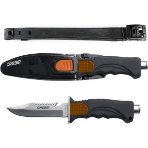 imageCressi Skorpion Tempered Stainless Steel Blade Knife ideal for Diving and Spearfishing  Pointed ampamp Blunt TipPoint Tip Orange