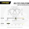 imageCressi Scuba Diving Masks with Inclined Tear Drop Lenses for More Downward Visibility  Air and Eyes Evolution Made in ItalyBlackBlack  Mirrored lens