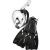imageAdult Snorkeling Set  Full Face Mask Wide Clear View AntiFog System  Easy Breathing Safety First  Lightweight Adjustable Open Heel Fins  Baron ampamp Tonga Designed in Italy by CressiClearBlack