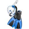 imageAdult Snorkeling Set  Full Face Mask Wide Clear View AntiFog System  Easy Breathing Safety First  Lightweight Adjustable Open Heel Fins  Baron ampamp Tonga Designed in Italy by CressiClearBlue