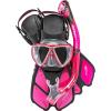 imageCressi Adult Snorkel Set Mask Dry Snorkel Adjustable Fins  Light for Travel  Ocean Set Designed in ItalyTranslucent Pink