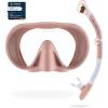 imageCressi Adult Wide View Single Lens Comfortable Snorkeling Mask ampamp Dry Snorkel  Musa ampamp Scilla Made in ItalyRose Gold