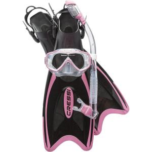 imageCressi Adult Light Weight Premium Travel Snorkel Set  Mask ampamp Fins Made in Italy  Palau Set by Cressi Quality Since 1946Pink