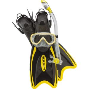 imageCressi Adult Light Weight Premium Travel Snorkel Set  Mask ampamp Fins Made in Italy  Palau Set by Cressi Quality Since 1946Yellow
