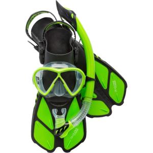 imageCressi Adult Snorkeling Set Mask Snorkel Adjustable Fins Ideal for Travel  Lightweight Colorful Equipment  Bonete SetLime