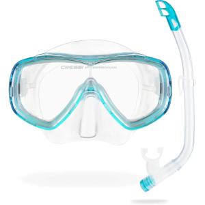 imageCressi Children Wide View Comfortable Snorkeling Set  Ondina ampamp Top Jr made in ItalyClearAquamarine