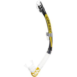 imageCressi Foldable Adult Dry Snorkel for Scuba Diving Snorkeling  Alpha Ultra Dry Made in ItalyBlackYellowClear
