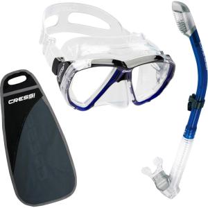 imageCressi High Performance Snorkeling Kit  Adult Diving Mask and Snorkel  Big Eyes ampamp Supernova Dry Designed in ItalyClearCobalt