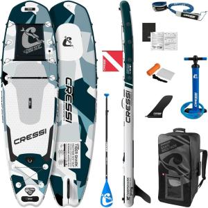 imageCressi Inflatable Stand Up Paddle Board Set  Pump Paddle Backpack included  Double Wall Construction  Different Sizes  Up to 264 lb Load  Element Designed in Italy by Cressi