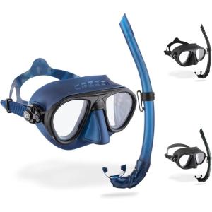 imageCressi Mask And Snorkel designed from Freediving and Scuba Diving  AntiFog System Low Volume Mask  Flexible Foldable Snorkel  Calibro And Corsica made in ItalyBlue