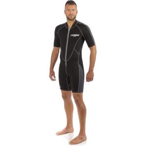 imageCressi Mens Full Front Zip Wetsuit for Swimming Snorkeling Scuba Diving  Lido Short Designed in ItalyBlackGrey
