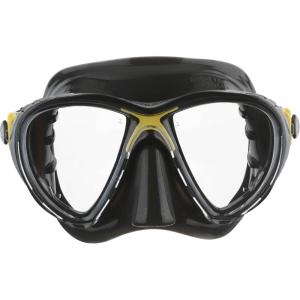 imageCressi Scuba Diving Masks with Inclined Tear Drop Lenses for More Downward Visibility  Air and Eyes Evolution Made in ItalyBlackYellow