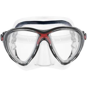imageCressi Scuba Diving Masks with Inclined Tear Drop Lenses for More Downward Visibility  Air and Eyes Evolution Made in ItalyClearRed