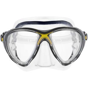imageCressi Scuba Diving Masks with Inclined Tear Drop Lenses for More Downward Visibility  Air and Eyes Evolution Made in ItalyClearYellow