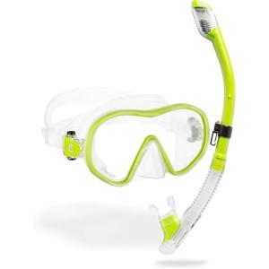 imageCressi Single Lens Frameless Scuba Mask ampamp Dry Snorkel for Snorkeling Scuba Diving FDual ampamp Tao Dry Designed in ItalyClearLime