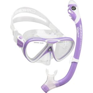 imageCressi Snorkeling Silicone Set mask ampamp Dry Snorkel for Kids Aged 5 to 15 Year Old  Ocean Junior Designed in ItalyLilacWhite