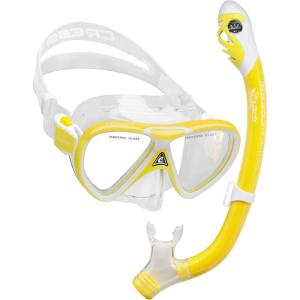 imageCressi Snorkeling Silicone Set mask ampamp Dry Snorkel for Kids Aged 5 to 15 Year Old  Ocean Junior Designed in ItalyYellowWhite