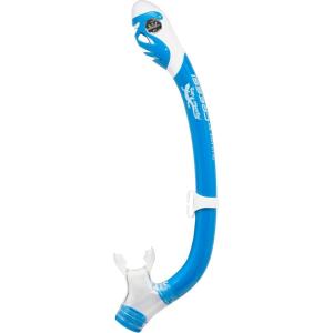 imageCressi Youth Dry Snorkel  Light and Comfortable  with Splash Guard Top Valve and Silicone Mouthpiece  for Children Ages 5 to 15  Iguana DryBlueWhite