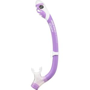 imageCressi Youth Dry Snorkel  Light and Comfortable  with Splash Guard Top Valve and Silicone Mouthpiece  for Children Ages 5 to 15  Iguana DryLilacWhite