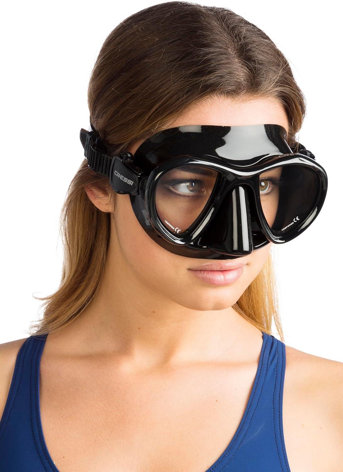 Maschera Subacquea Cressi Metis Per Adulti - 2 Finestre In Vetro Temperato, Gonna In Silicone, Per Pesca Sub E Snorkeling