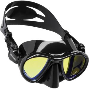 imageAdult Free Diving Photographer Low Volume Mask with Silicone Skirt Metis by Cressi Quality Since 1946Black  Yellow Lens