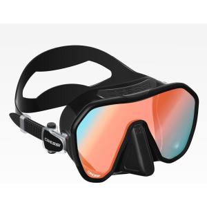 imageCressi Adult Frameless Diving Mask  Wide View Mono Lens  Low Internal Volume  Pure Soft Silicone  Z2S Designed in Italy by CressiBlackBlue  Inner blue lens Outside Orange Lens
