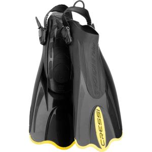 imageCressi Adult Short Adjustable Fins  Snorkeling Versatile Open Heel to use Also Barefoot  Palau SAF Made in ItalyBlackYellow
