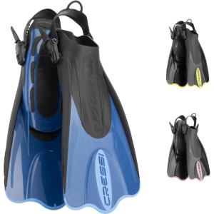 imageCressi Adult Short Adjustable Fins  Snorkeling Versatile Open Heel to use Also Barefoot  Palau SAF Made in ItalyBlueAzure
