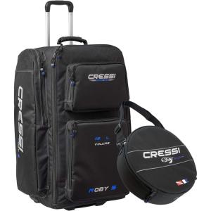 imageCressi Strong Large Capacity Roller Luggage Bag 115L with Backpack Straps  Moby 5 designed in ItalyBlackBlue w Regulator Bag