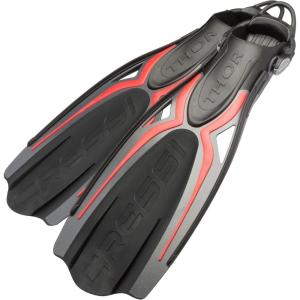 imageCressi Adult Open Heel Fins with Elastic Bungee Strap for Scuba Diving  Strength Power Comfort Aesthetics Lightness  Thor EBS Made in ItalyRed