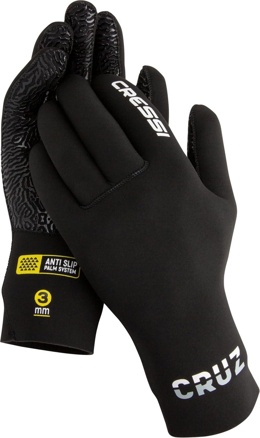 imageCressi Adult 5 Finger 3mm Thick Neoprene Diving Gloves  Ultra Grip  Combine Comfort and Function  Cruz Designed in ItalySmall