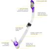 imageCressi Adult Diving Dry Snorkel with Splash Guard and Top Valve  Supernova Dry Designed in ItalyClearPurple