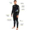 imageOnePiece Scuba Diving Full Wetsuit 5mm7mm Durable Nylon II Neoprene Mens and Ladies  Castoro Designed in Italy7mm Man BlackBlue