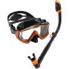 imageCressi Panoramic Wide View Mask ampamp Dry Snorkel Kit for Snorkeling Scuba Diving  Pano 3 ampamp Supernova Dry Designed in ItalyBlackOrange