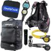 imageCressi Travelight 15 LBS Scuba Diving Package Carry On Reg Dive Computer GupG Reg Bag and Kraken Dive TorchPink