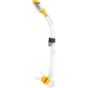 imageCressi Adult Diving Dry Snorkel with Splash Guard and Top Valve  Supernova Dry Designed in ItalyClearYellow