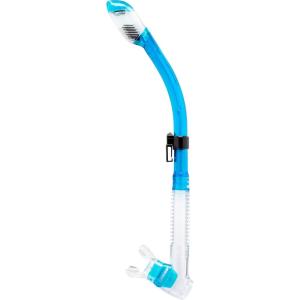 imageCressi Adult Diving Dry Snorkel with Splash Guard and Top Valve  Supernova Dry Designed in ItalyTranslucent Aquamarine