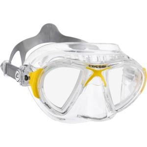 imageCressi Adult HighEnd Scuba Diving Mask Made in the Revolutionary Crystal Silicone  Big Eyes Evolution Crystal Made in ItalyYellow