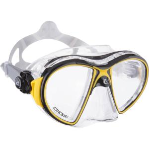 imageCressi Adult HighEnd Scuba Diving Mask Made in the Revolutionary Crystal Silicone  Big Eyes Evolution Crystal Made in ItalyYellowBlack