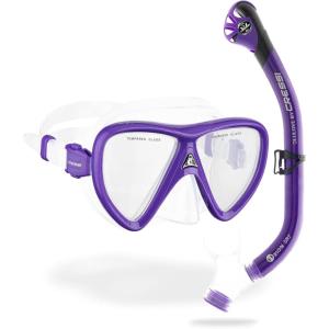 imageCressi Adult Snorkeling Kit Mask ampamp Dry Snorkel  Quality Equipment for Discovering The Underwater World  Ocean Combo Designed in ItalyClearPurple
