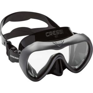 imageCressi AntiFog Wide View Single Lens Scuba Diving and Freediving Masks A1BlackGraphite  Clear Lens
