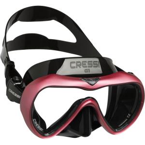 imageCressi AntiFog Wide View Single Lens Scuba Diving and Freediving Masks A1BlackPink  Clear Lens