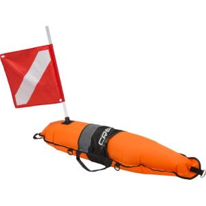 imageCressi Inflatable Float Signal Board for Freediving Scuba Diving Dive Flag HiVisibility Orange Reflective Strip DRings  Torpedo Designed in Italy