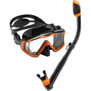 imageCressi Panoramic Wide View Mask ampamp Dry Snorkel Kit for Snorkeling Scuba Diving  Pano 3 ampamp Supernova Dry Designed in ItalyBlackOrange
