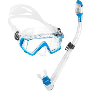 imageCressi Panoramic Wide View Mask ampamp Dry Snorkel Kit for Snorkeling Scuba Diving  Pano 3 ampamp Supernova Dry Designed in ItalyClearBlue
