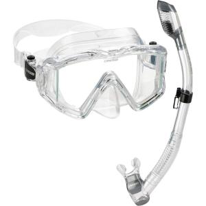 imageCressi Panoramic Wide View Mask ampamp Dry Snorkel Kit for Snorkeling Scuba Diving  Pano 3 ampamp Supernova Dry Designed in ItalyClearClear