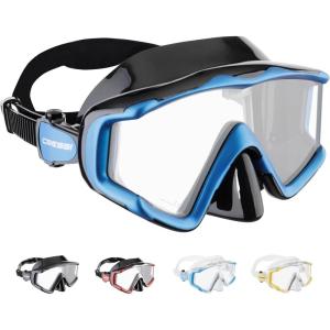 imageCressi Perfect View Scuba Diving Snorkeling Mask in Pure Comfortable Silicone  Available with Different Panoramic Lenses  Liberty Triside Designed in ItalyBlackSapphire
