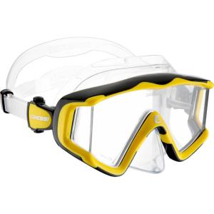 imageCressi Perfect View Scuba Diving Snorkeling Mask in Pure Comfortable Silicone  Available with Different Panoramic Lenses  Liberty Triside Designed in ItalyClearYellowBlack